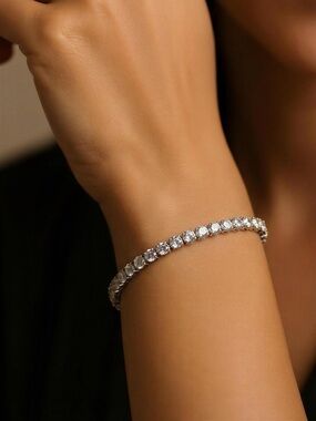 Classic Silver Tennis Bracelet with Clear Stones